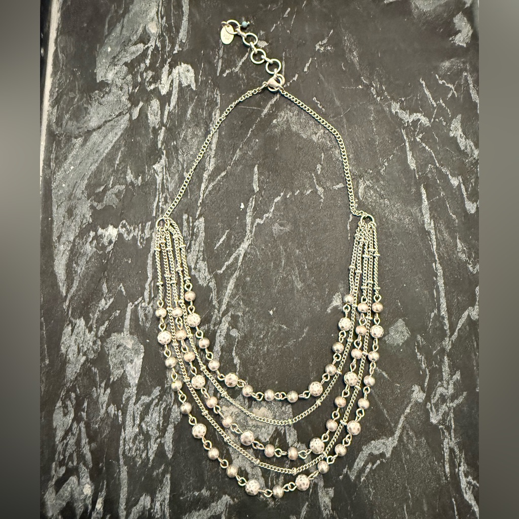 Nine West Vintage America Silver Toned Multi-Layer Necklace, 16-18 Inches